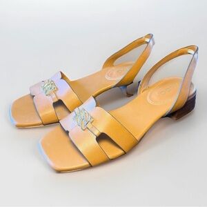 Aldo Flex JINANE Cut-Out Heel Slingback Sandals Open Toe Buckle Tan Size 6.5